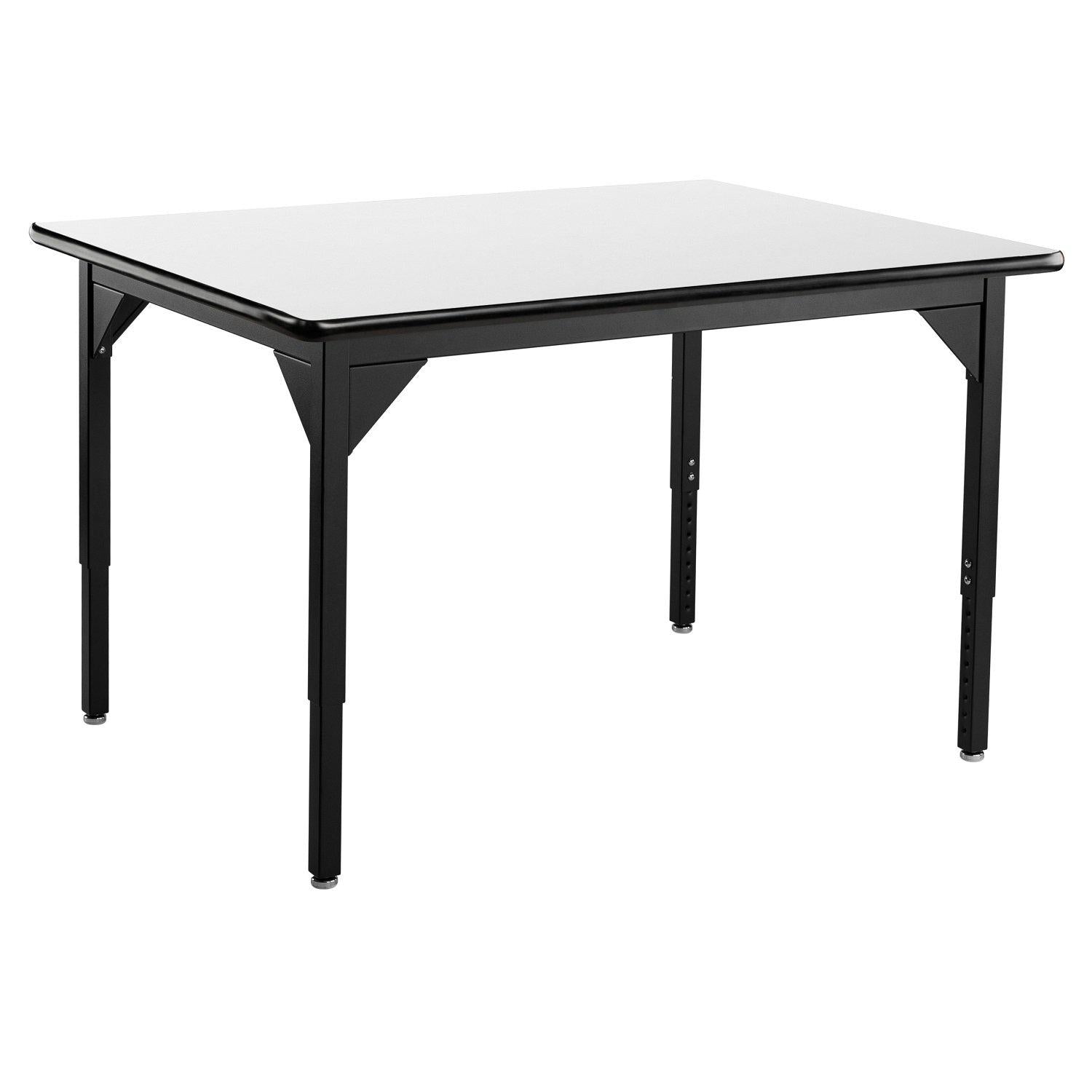 Heavy-Duty Height-Adjustable Utility Table, Black Frame, 36" x 60", Whiteboard High-Pressure Laminate Top