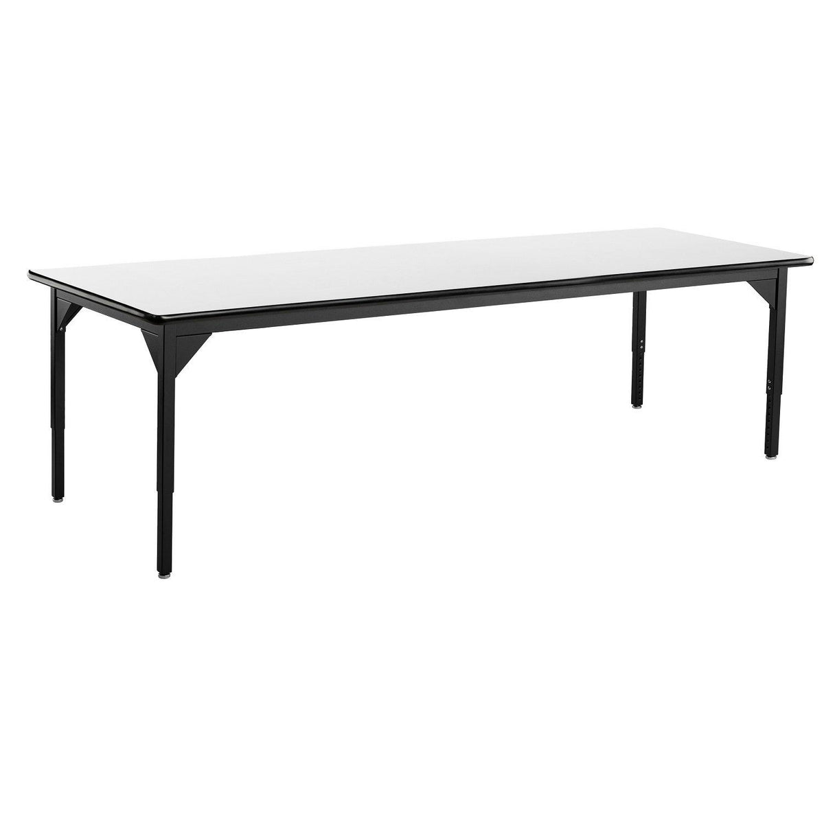 Heavy-Duty Height-Adjustable Utility Table, Black Frame, 48" x 96", Whiteboard High-Pressure Laminate Top