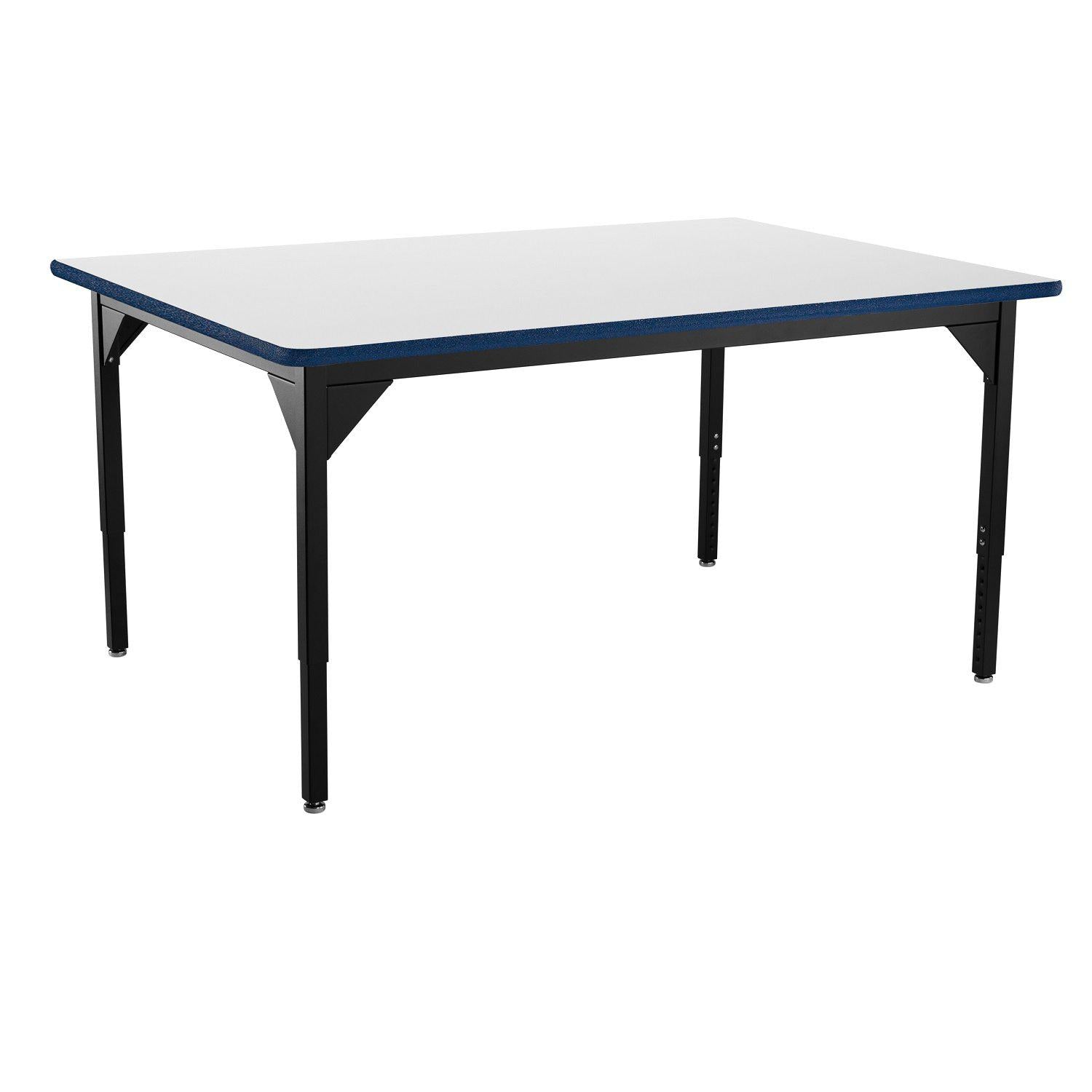 Heavy-Duty Height-Adjustable Utility Table, Black Frame, 48" x 60", Supreme High-Pressure Laminate Top with Black ProtectEdge