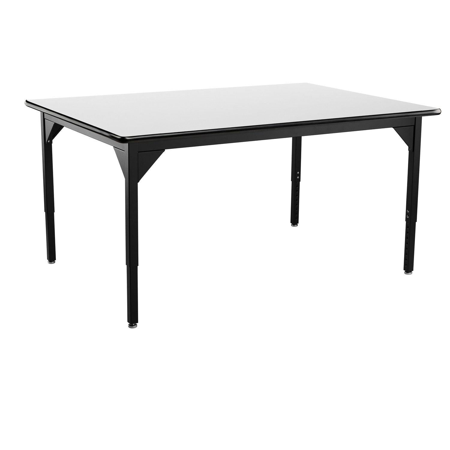 Heavy-Duty Height-Adjustable Utility Table, Black Frame, 42" x 42", Whiteboard High-Pressure Laminate Top