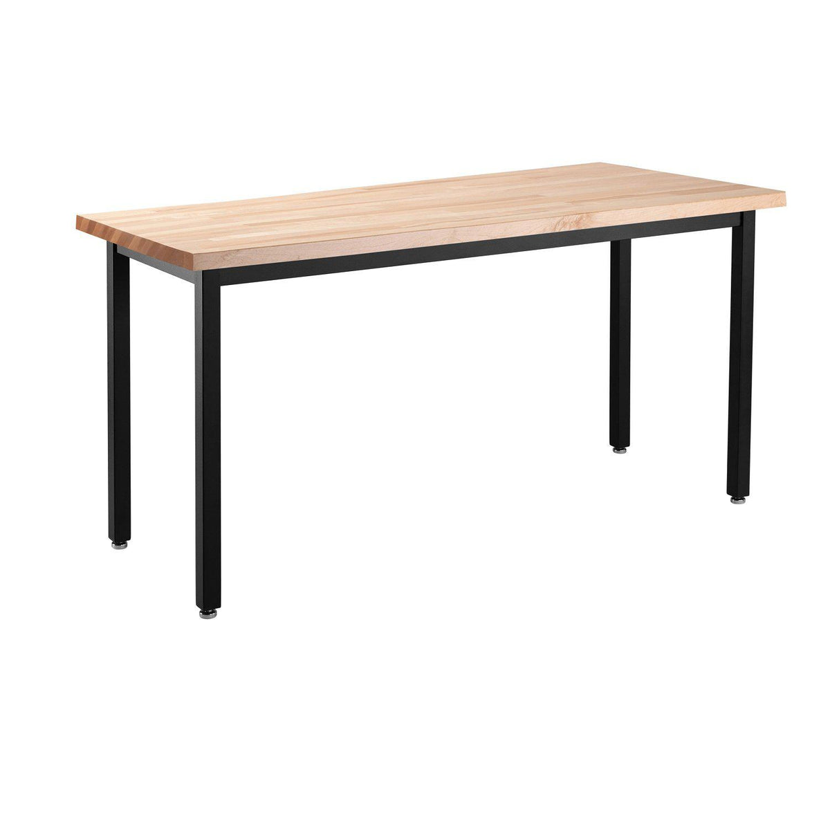 Heavy-Duty Fixed Height Utility Table, Black Frame, 24" x 48", Butcherblock Top