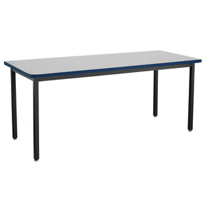 Heavy-Duty Fixed Height Utility Table, Black Frame, 30" x 96", Supreme High-Pressure Laminate Top with Black ProtectEdge