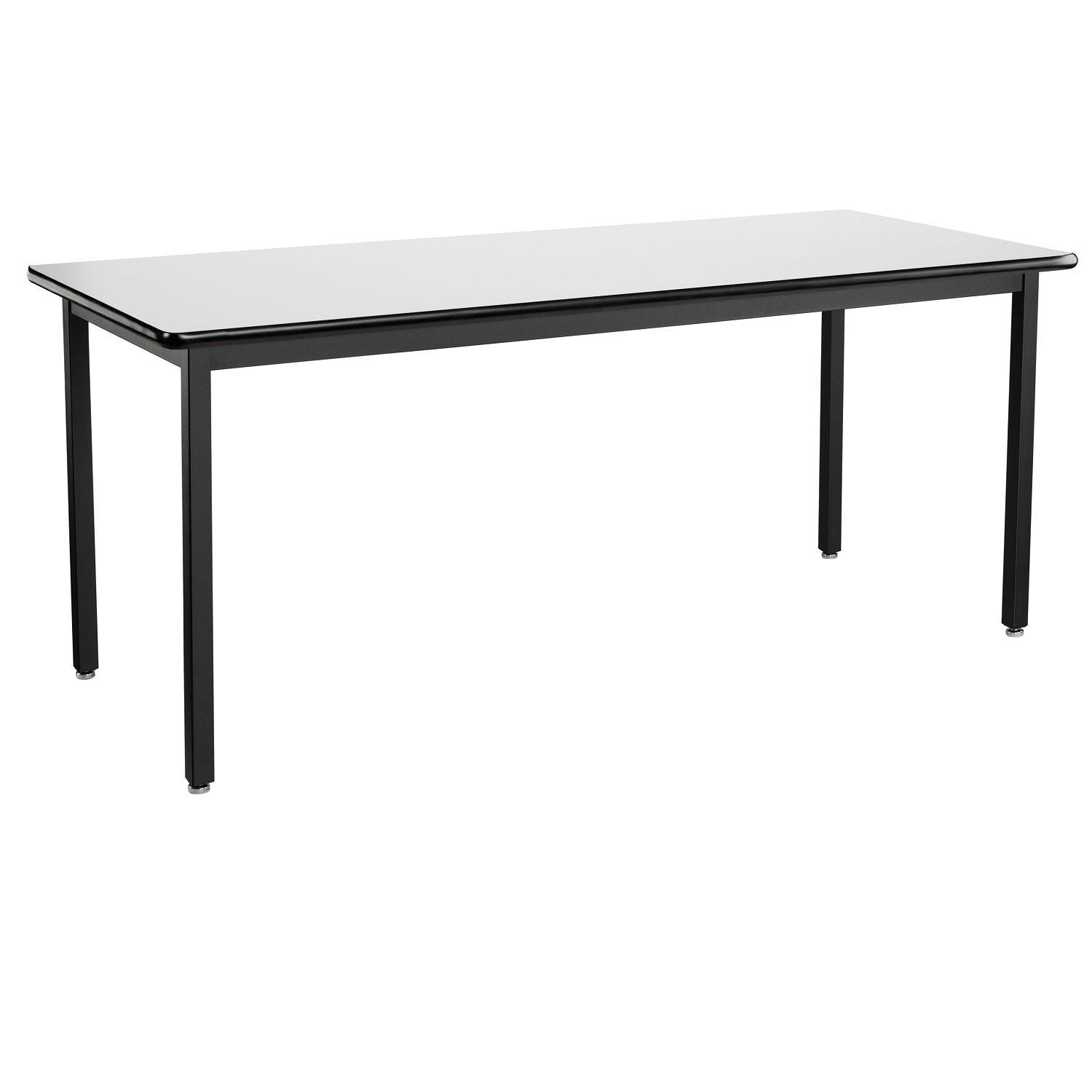 Heavy-Duty Fixed Height Utility Table, Black Frame, 30" x 84", Whiteboard High-Pressure Laminate Top