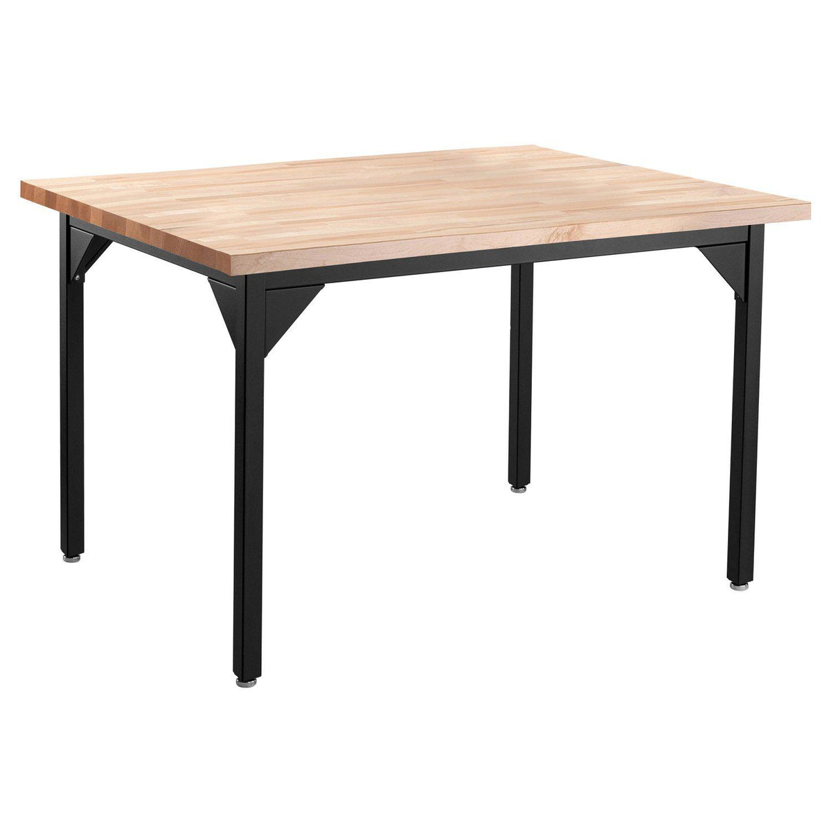 Heavy-Duty Fixed Height Utility Table, Black Frame, 36" x 48", Butcherblock Top