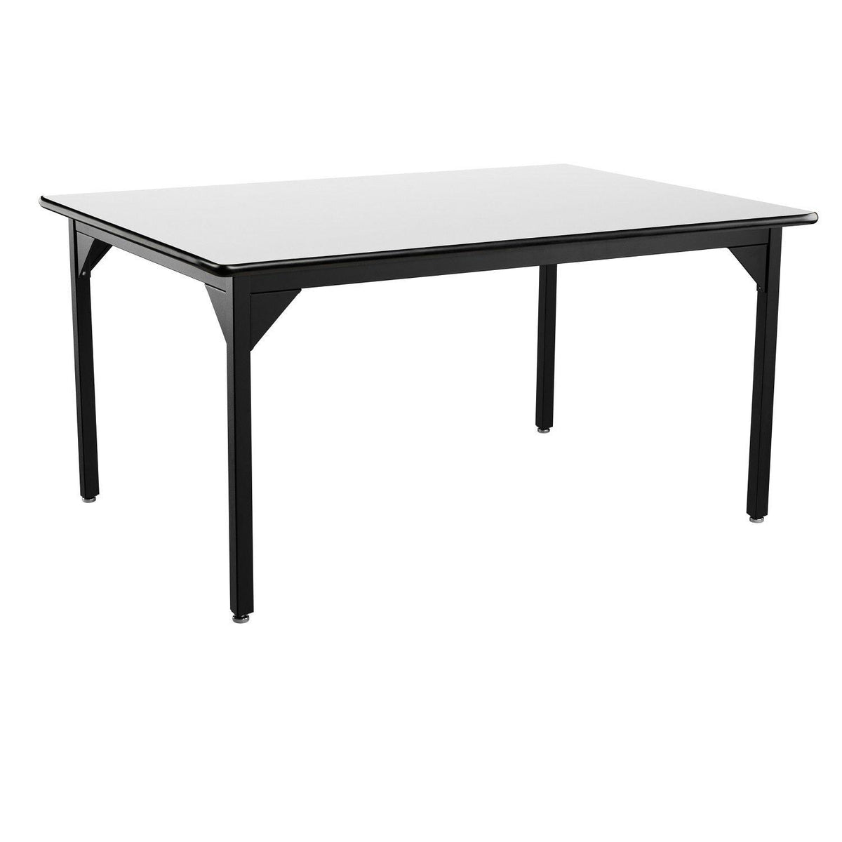 Heavy-Duty Fixed Height Utility Table, Black Frame, 42" x 42", Whiteboard High-Pressure Laminate Top