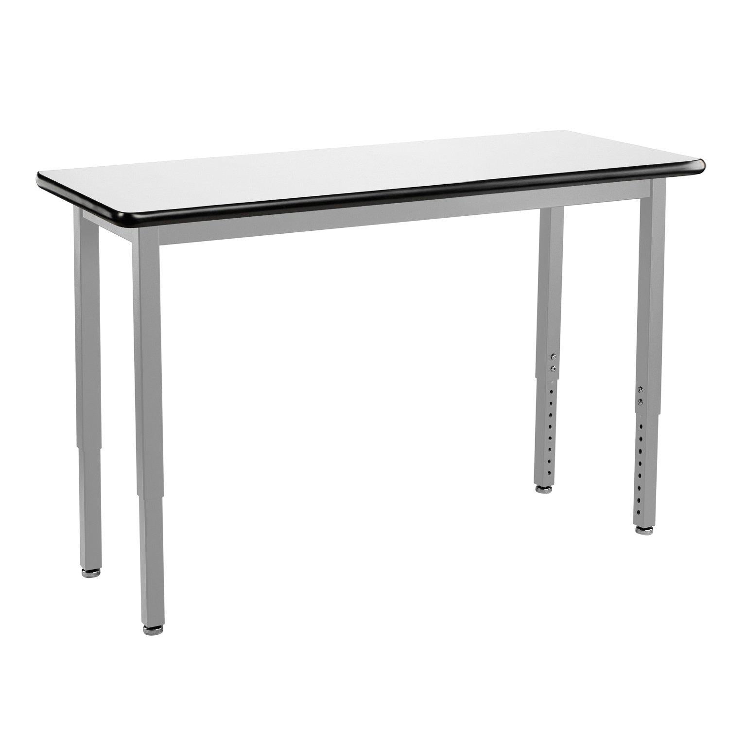 Heavy-Duty Height-Adjustable Utility Table, Soft Grey Frame, 18" x 42", Whiteboard High-Pressure Laminate Top