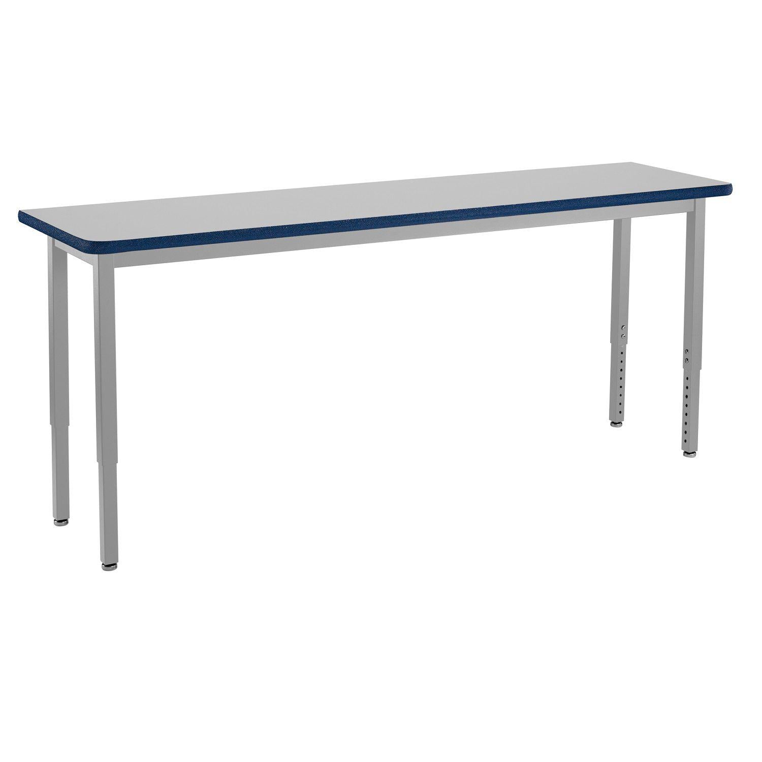 Heavy-Duty Height-Adjustable Utility Table, Soft Grey Frame, 18" x 72", Supreme High-Pressure Laminate Top with Black ProtectEdge