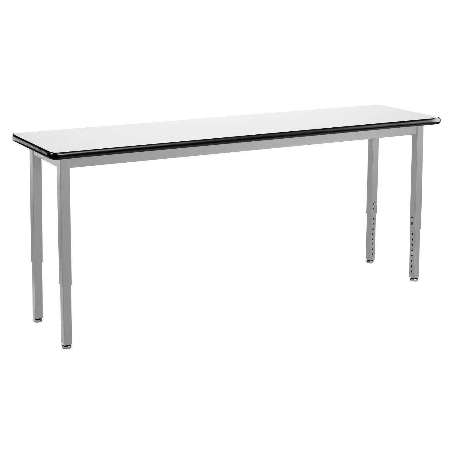 Heavy-Duty Height-Adjustable Utility Table, Soft Grey Frame, 18" x 72", Whiteboard High-Pressure Laminate Top