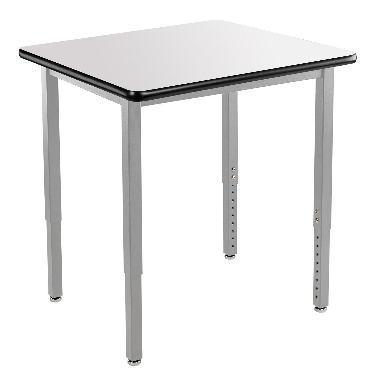 Heavy-Duty Height-Adjustable Utility Table, Soft Grey Frame, 24" x 36", Whiteboard High-Pressure Laminate Top
