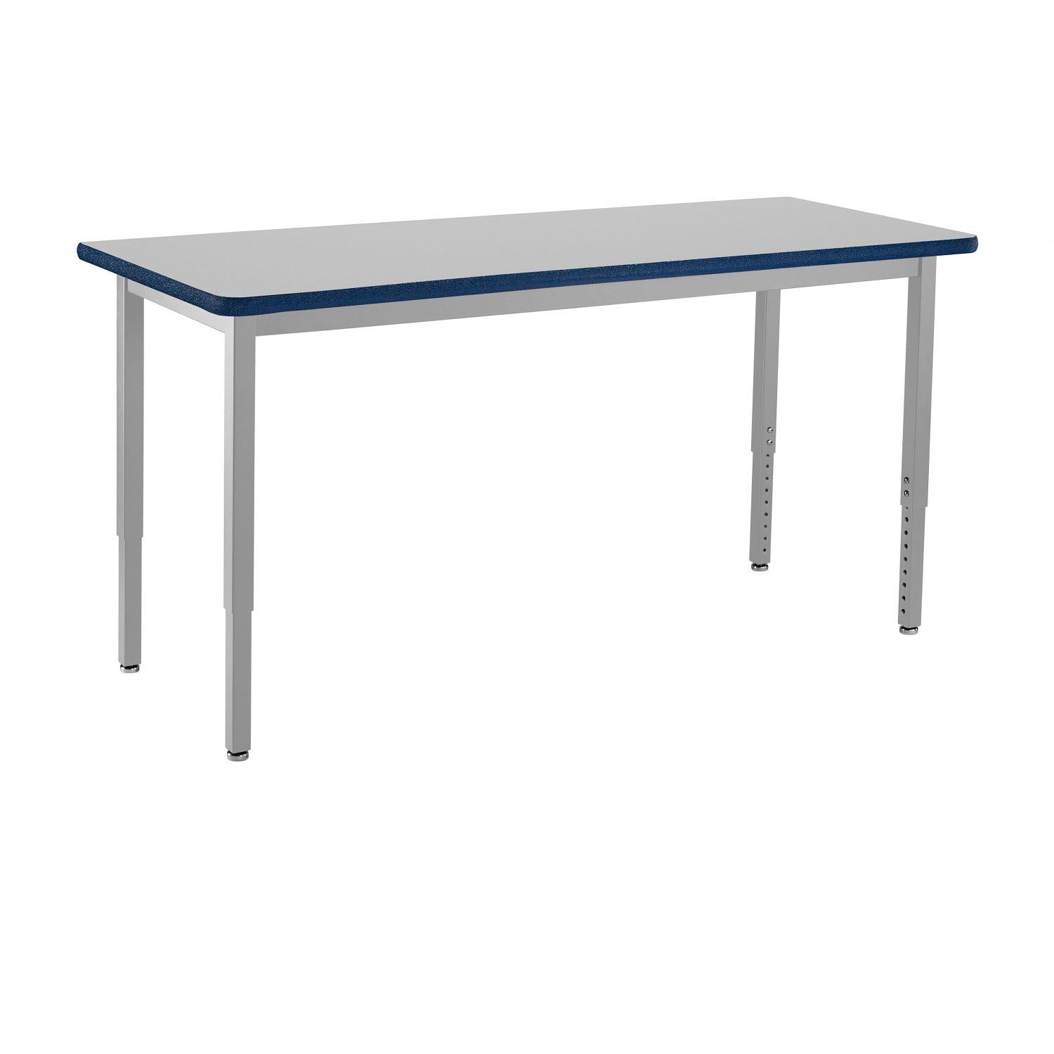 Heavy-Duty Height-Adjustable Utility Table, Soft Grey Frame, 24" x 60", Supreme High-Pressure Laminate Top with Black ProtectEdge