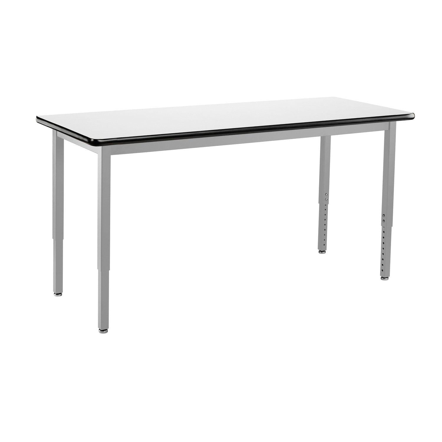 Heavy-Duty Height-Adjustable Utility Table, Soft Grey Frame, 24" x 60", Whiteboard High-Pressure Laminate Top