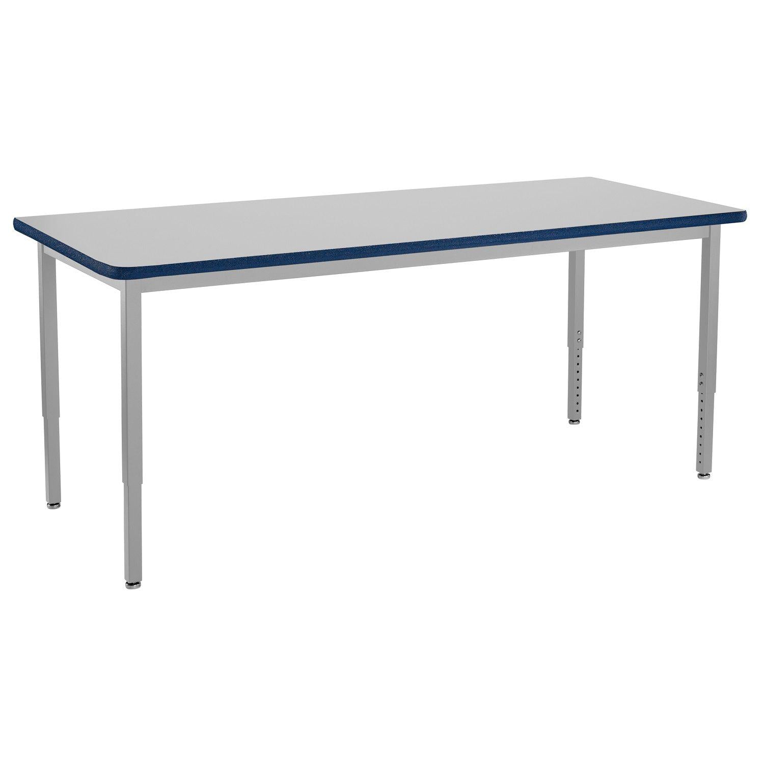 Heavy-Duty Height-Adjustable Utility Table, Soft Grey Frame, 30" x 72", Supreme High-Pressure Laminate Top with Black ProtectEdge