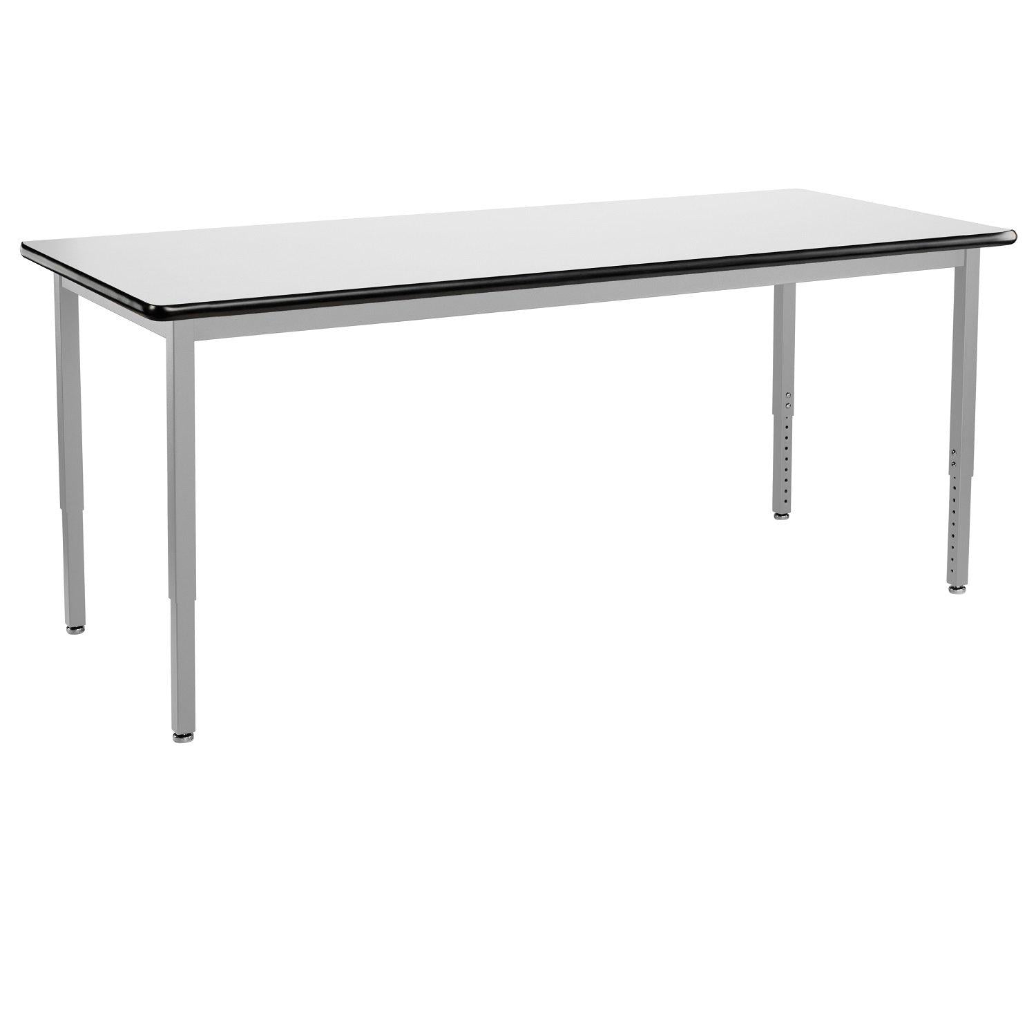Heavy-Duty Height-Adjustable Utility Table, Soft Grey Frame, 30" x 84", Whiteboard High-Pressure Laminate Top