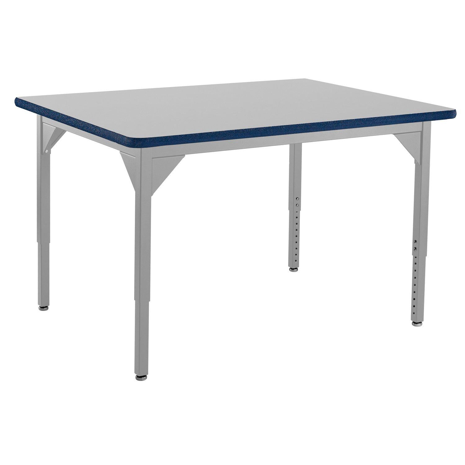 Heavy-Duty Height-Adjustable Utility Table, Soft Grey Frame, 36" x 48", Supreme High-Pressure Laminate Top with Black ProtectEdge