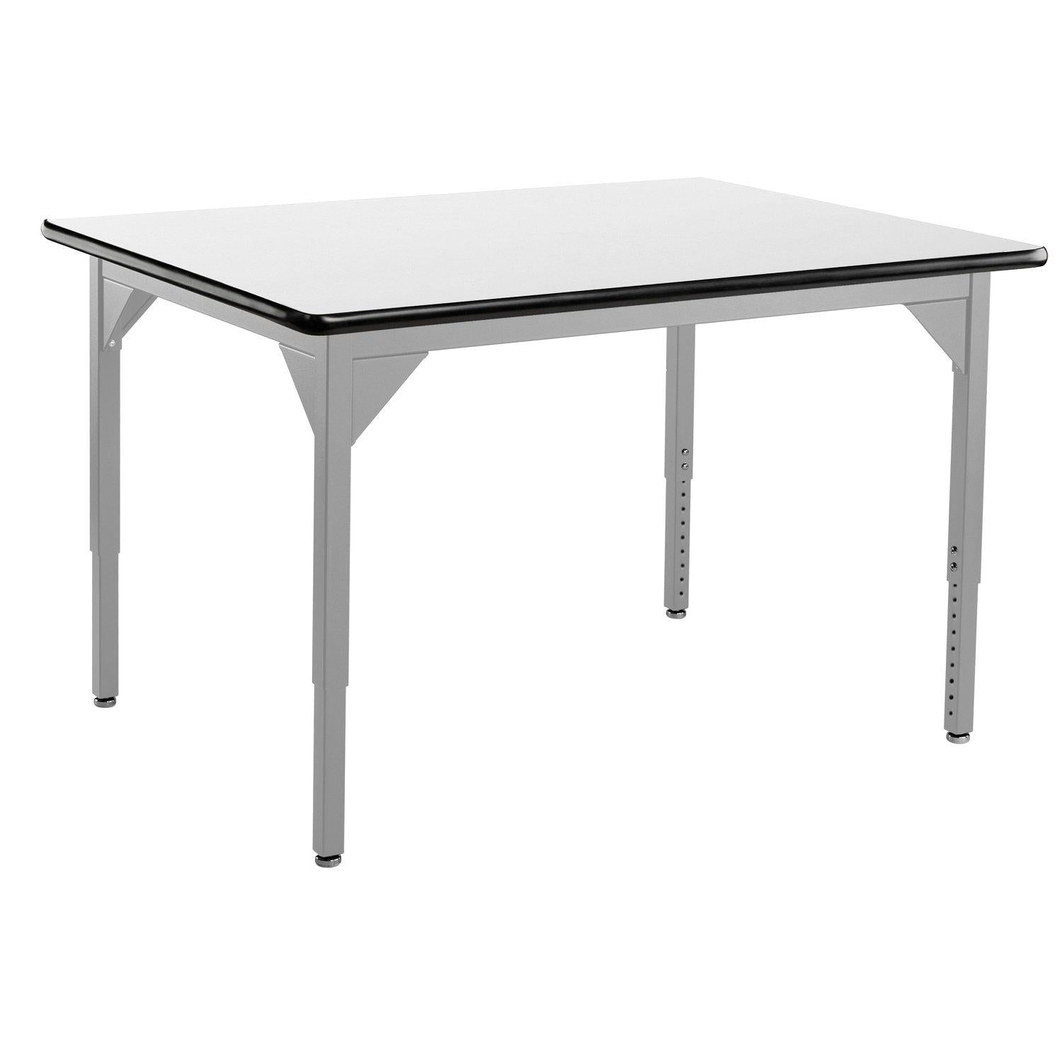 Heavy-Duty Height-Adjustable Utility Table, Soft Grey Frame, 36" x 42", Whiteboard High-Pressure Laminate Top