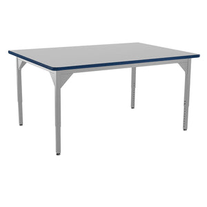 Heavy-Duty Height-Adjustable Utility Table, Soft Grey Frame, 42" x 60", Supreme High-Pressure Laminate Top with Black ProtectEdge