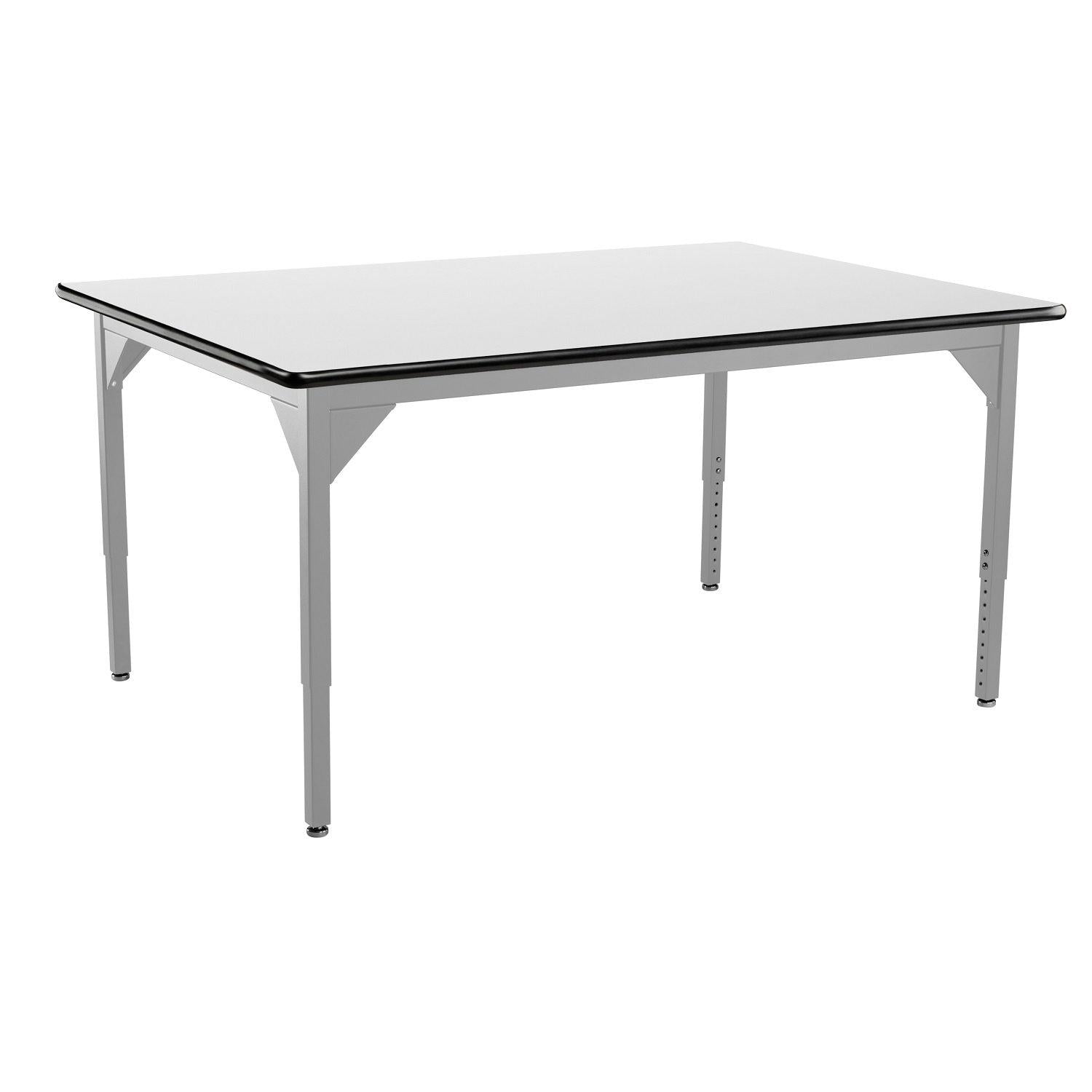 Heavy-Duty Height-Adjustable Utility Table, Soft Grey Frame, 42" x 42", Whiteboard High-Pressure Laminate Top
