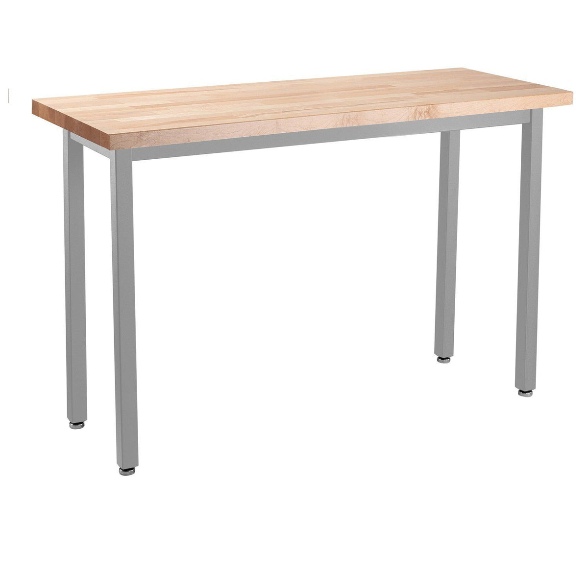 Heavy-Duty Fixed Height Utility Table, Soft Grey Frame, 18" x 42", Butcherblock Top