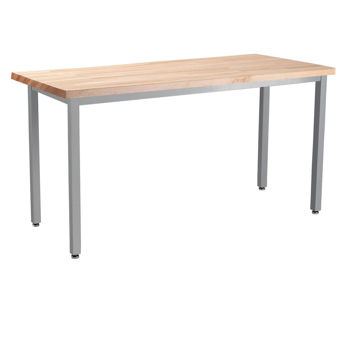 Heavy-Duty Fixed Height Utility Table, Soft Grey Frame, 24" x 54", Butcherblock Top