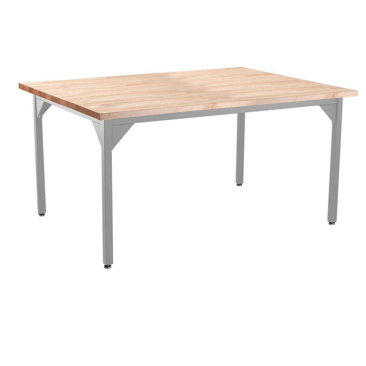 Heavy-Duty Fixed Height Utility Table, Soft Grey Frame, 48" x 60", Butcherblock Top