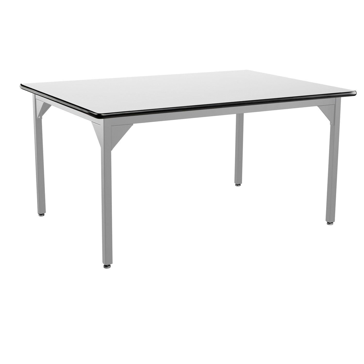Heavy-Duty Fixed Height Utility Table, Soft Grey Frame, 42" x 42", Whiteboard High-Pressure Laminate Top