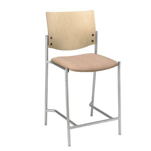 Evolve Counter Stool, Wood Back, Padded Seat with Healthcare Vinyl Upholstery, 25"H
