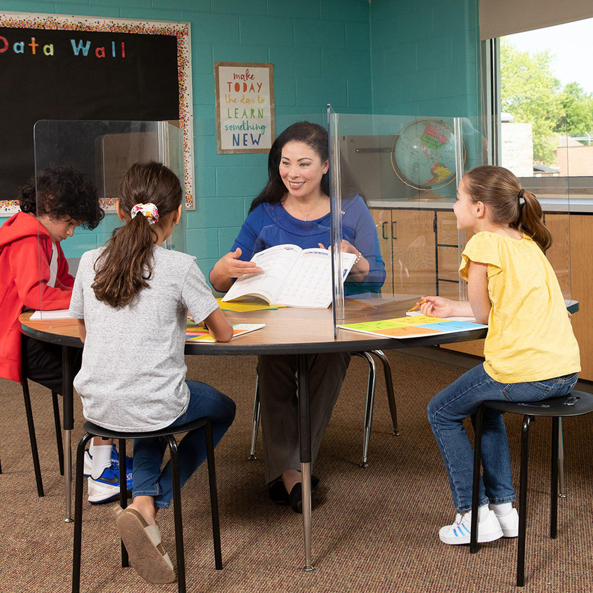 Classroom Hinged-Edge Desktop Barrier and Sneeze Guard, 22" W x 16" D  x 18" H