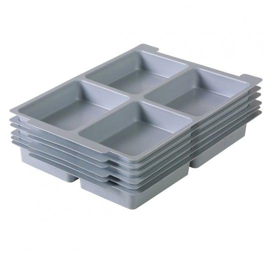 Gratnells Plastic Tray Insert, 4 Section, for Shallow Trays, Pack of 6, FREE SHIPPING