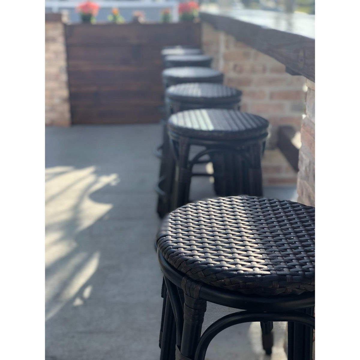 Marina Outdoor/Indoor Synthetic Wicker Backless Barstool