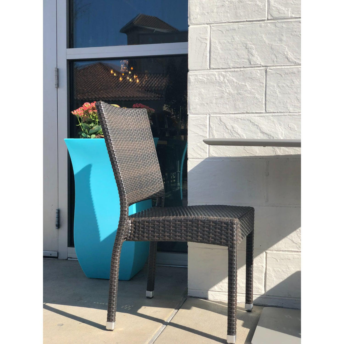 Monterey Collection Outdoor/Indoor Java Synthetic Wicker Stacking Side Chair