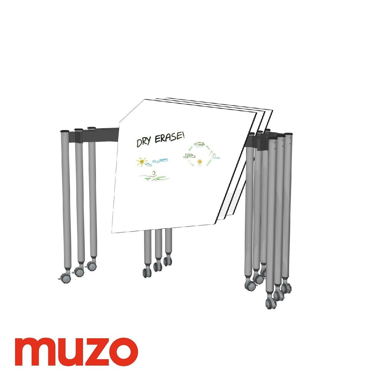 Muzo Tall Kite® Standing Height Mobile Dry-Erase Flip-Top Folding/Nesting Table, Kite Shape, 29.5" W x 29.5" D