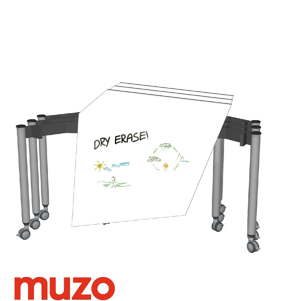 Muzo Kite® Mobile Dry-Erase Flip-Top Folding/Nesting Table, Kite Shape, 29.5" W x 29.5" D x 29" H