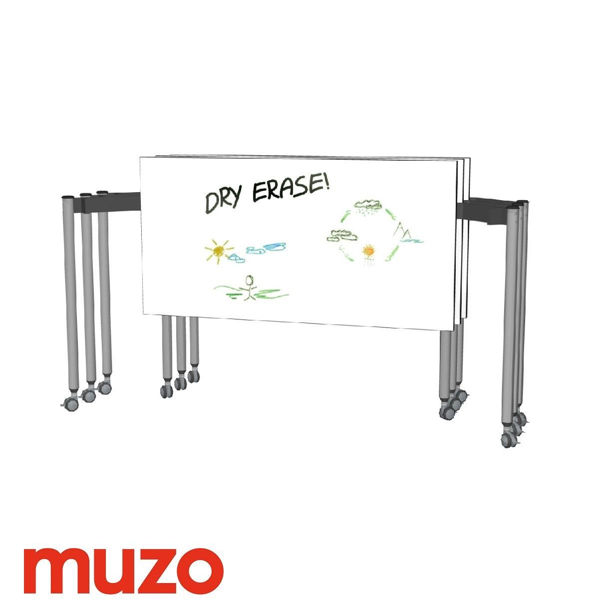 Muzo Tall Kite® Standing Height Mobile Dry-Erase Flip-Top Folding/Nesting Table, Rectangle, 59" W x 25.5" D