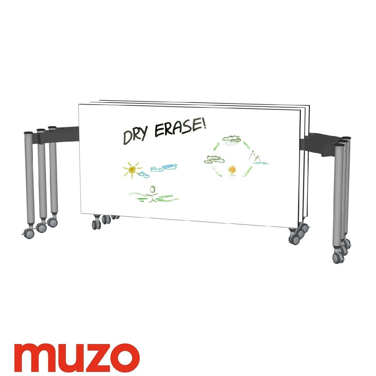 Muzo Kite® Mobile Dry-Erase Flip-Top Folding/Nesting Table, Rectangle, 51" W x 25.5" D