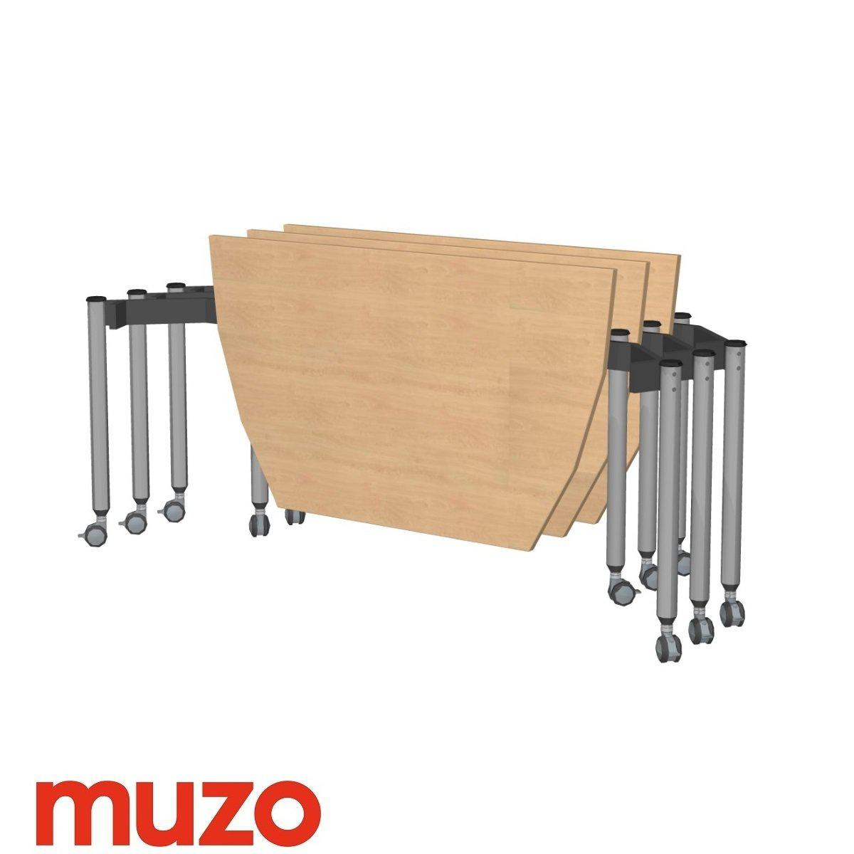 Muzo Kite® Mobile Flip-Top Folding/Nesting Table, Boat End, 51" W x 29.5" D x 29" H