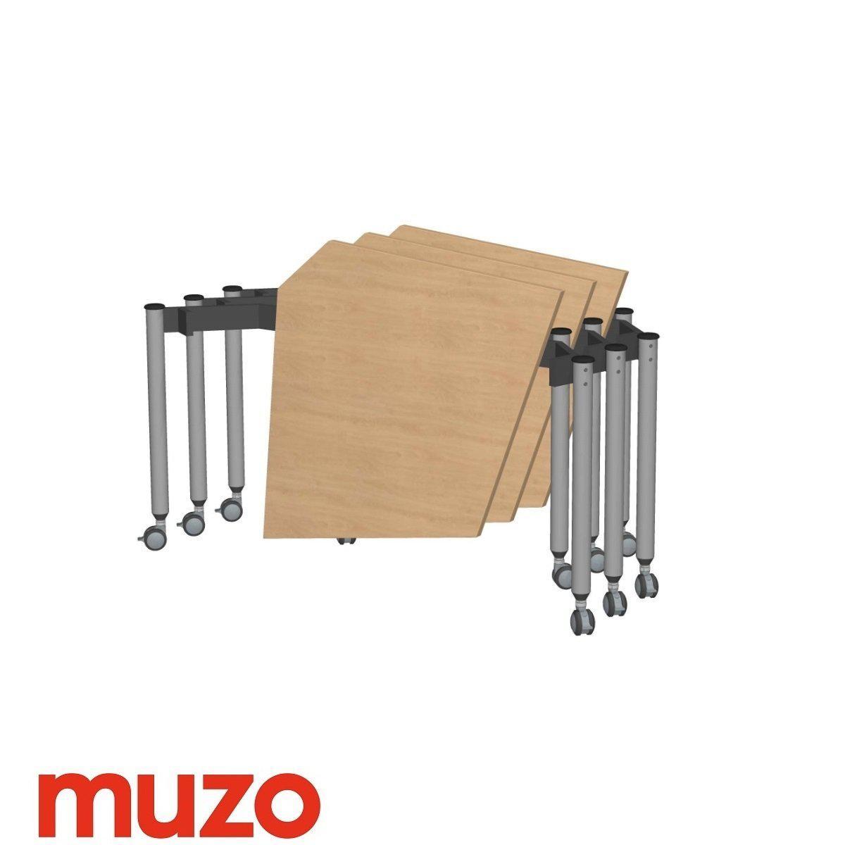 Muzo Kite® Mobile Flip-Top Folding/Nesting Table, Kite Shape, 29.5" W x 29.5" D x 29" H