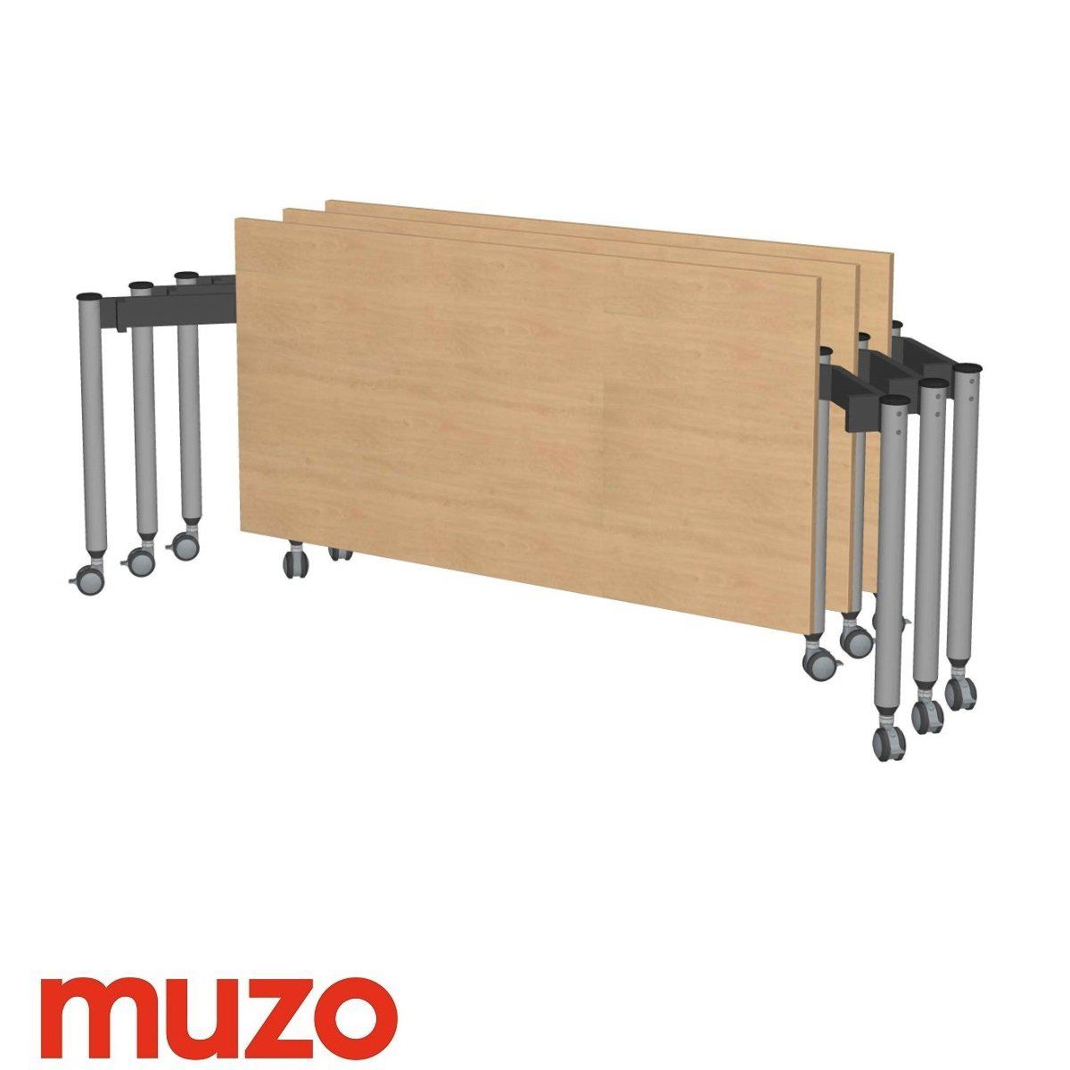 Muzo Kite® Mobile Flip-Top Folding/Nesting Table, Rectangle, 51" W x 25.5" D