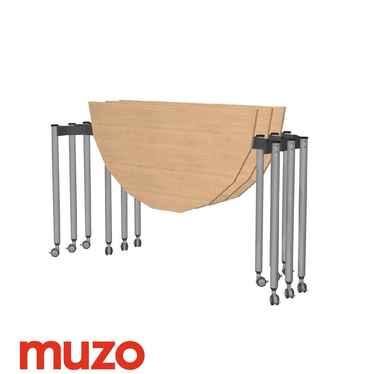 Muzo Tall Kite® Standing Height Mobile Flip-Top Folding/Nesting Table, Semi-Circle, 59" W x 29.5" D