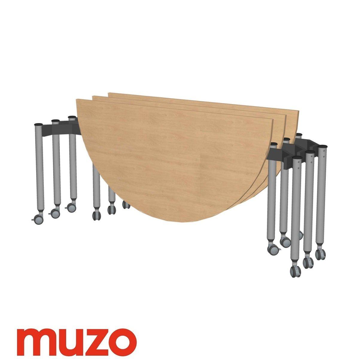 Muzo Kite® Mobile Flip-Top Folding/Nesting Table, Semi-Circle, 59" W x 29.5" D