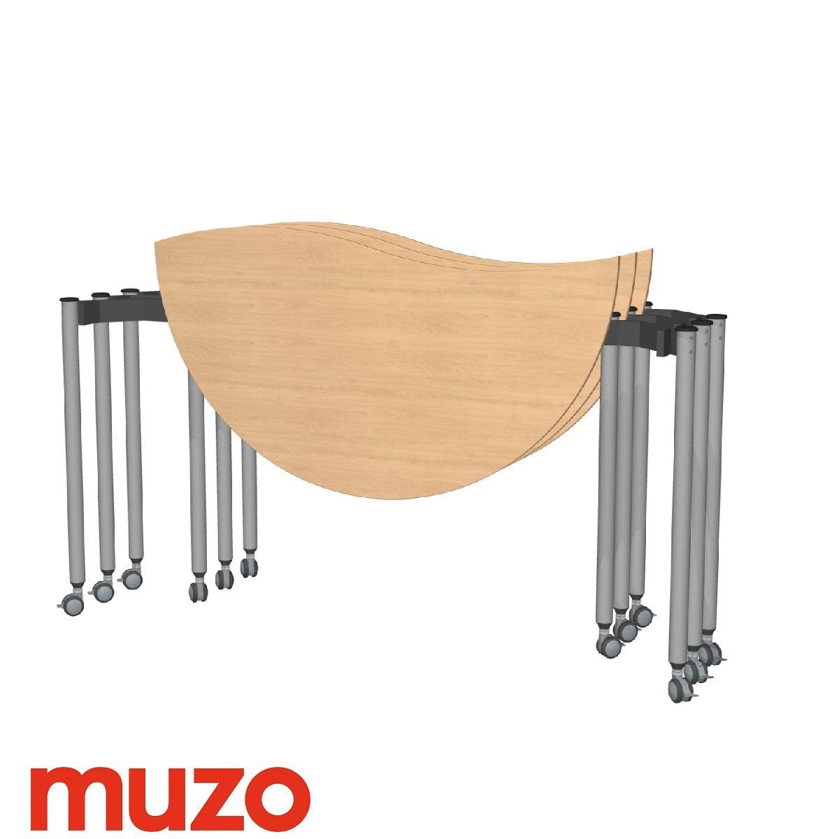 Muzo Tall Kite® Wave Standing Height Mobile Flip-Top Folding/Nesting Table, Semi-Circle, 59" W x 32" D