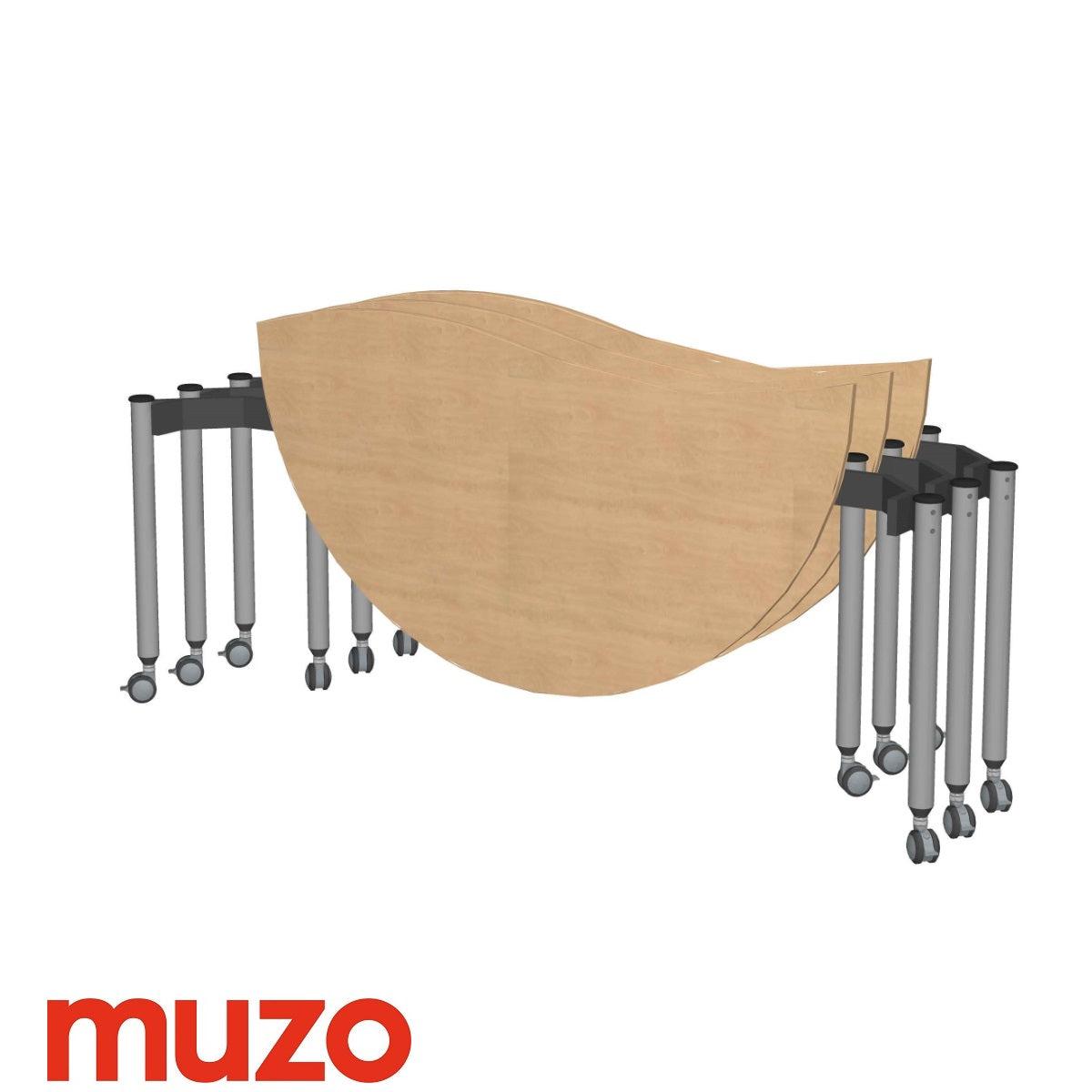 Muzo Kite® Wave Mobile Flip-Top Folding/Nesting Table, Semi-Circle, 59" W x 32" D x 29" H