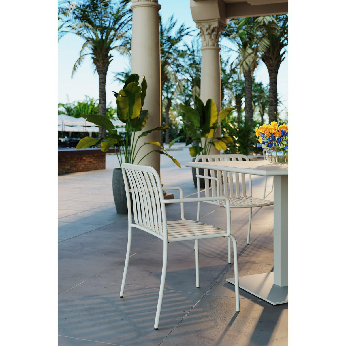 Key West Collection Outdoor/Indoor Vertical Slat Stacking Aluminum Side Chair