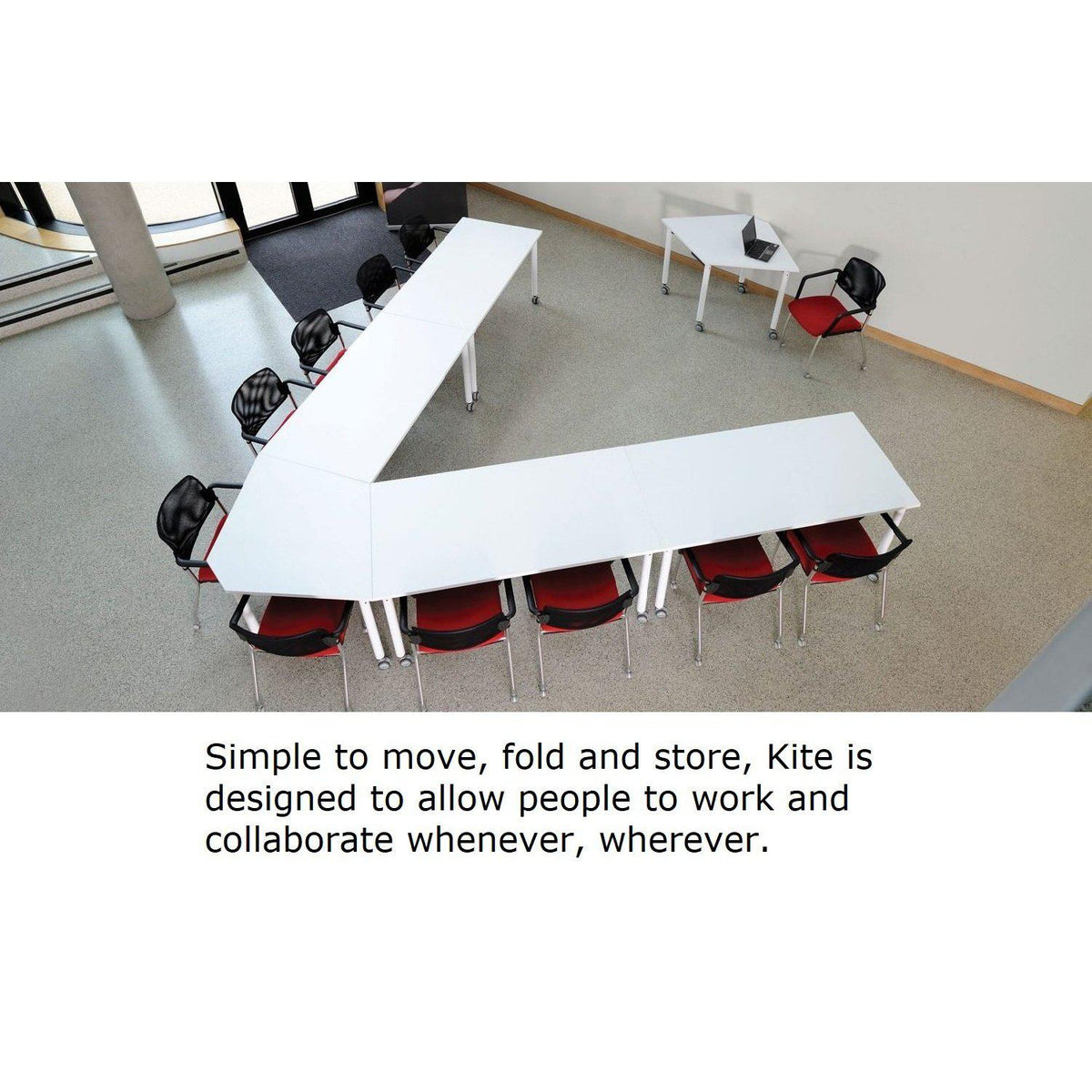 Muzo Kite® Mobile Flip-Top Folding/Nesting Table, Rectangle, 51" W x 29.5" D