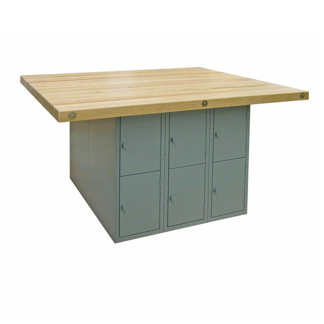 Four Station Workbench, Steel Locker Base, No Vises