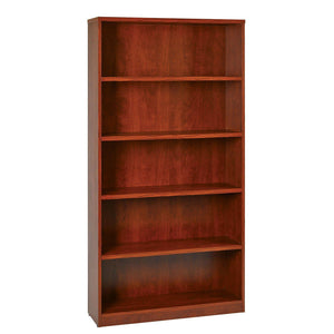 72" High 5-Shelf Laminate Bookcase with 1" Thick Shelves
