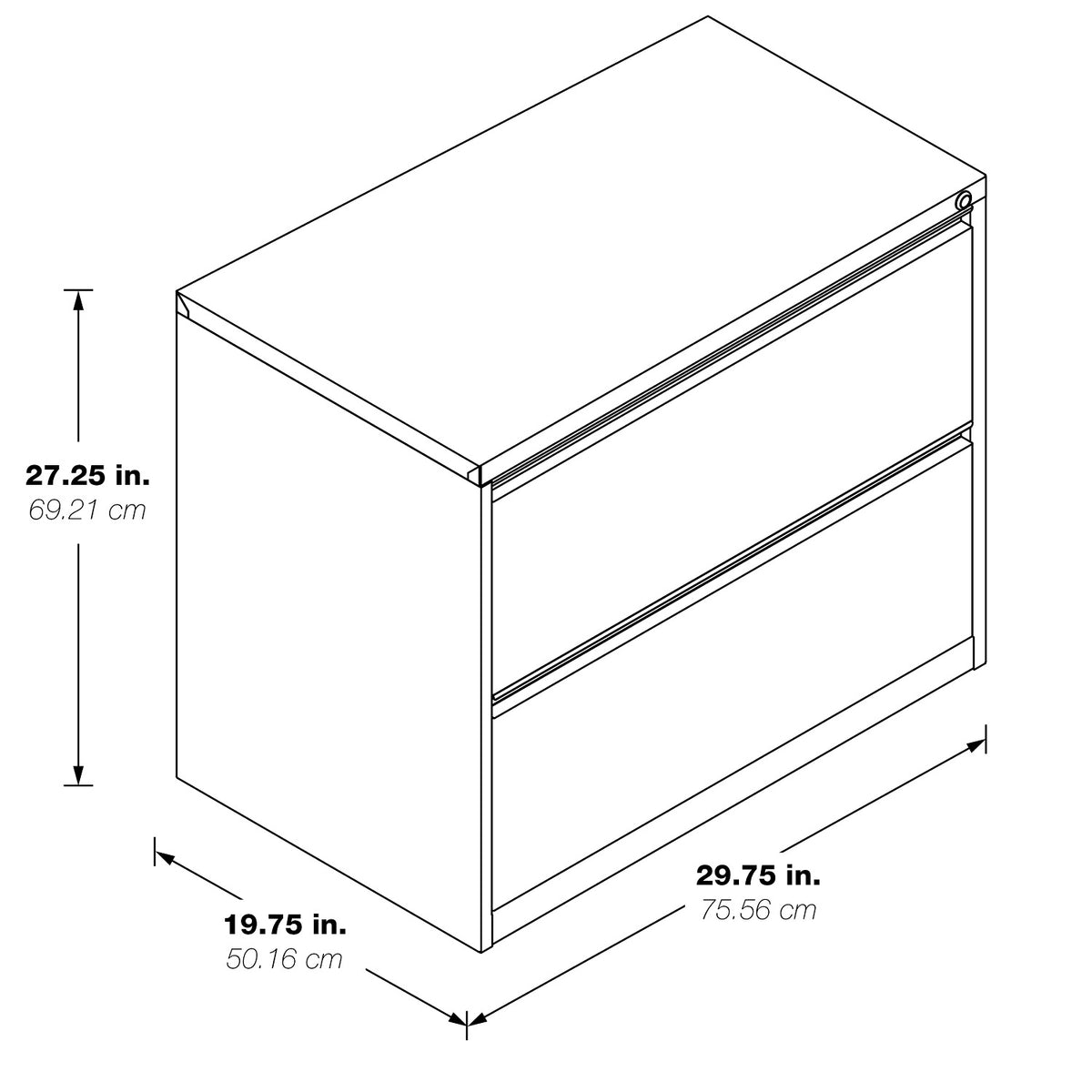 Heavy-Duty Metal Lateral File, 30" Wide, 2 Drawers