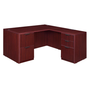 Legacy Collection 60" Double Full Pedestal L-Desk with 35" Return