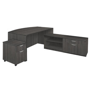Legacy Collection 71" Hi-Low Bow Front L-Desk with Single Mobile Pedestal