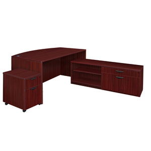 Legacy Collection 71" Hi-Low Bow Front L-Desk with Single Mobile Pedestal