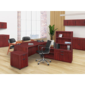 Legacy Collection 71" Hi-Low Bow Front L-Desk with Open Hutch and Single Mobile Pedestal